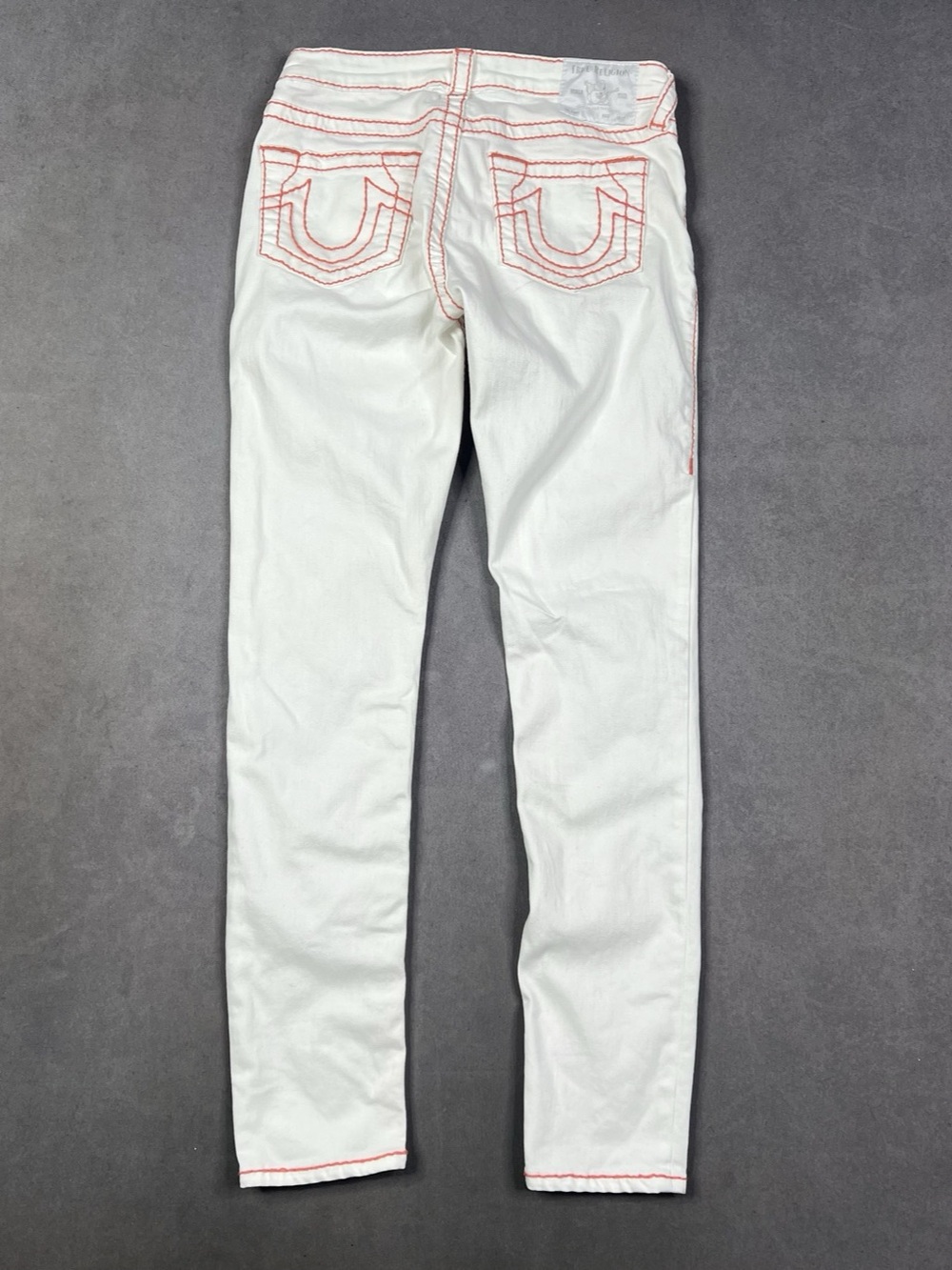 True Religion Halle Mid Rise Super Skinny Jeans White Waist 26